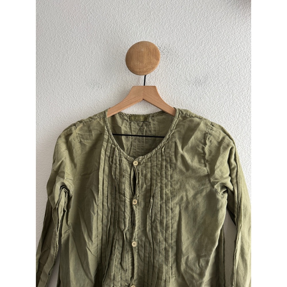 CP Shades Green Pintuck Pleated Button Down Tunic Dress Small - Picture 2 of 7